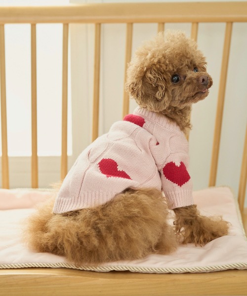 ROPE' PICNIC(ロペピクニック)の「【DOG】ケーブルハートニット(ペットウェア・レディース・オフホワイト/ピンク・M size/L/M/S)」の5枚目の写真