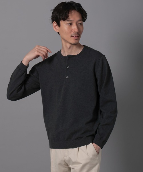 GLOBAL WORK（グローバルワーク）の「ヘンリーネックニット/Salon de GW/133424（ニット/セーター・メンズ・チャコールグレー/ネイビー・LARGE/X-LARGE/MEDIUM/SMALL）」の2枚目の写真