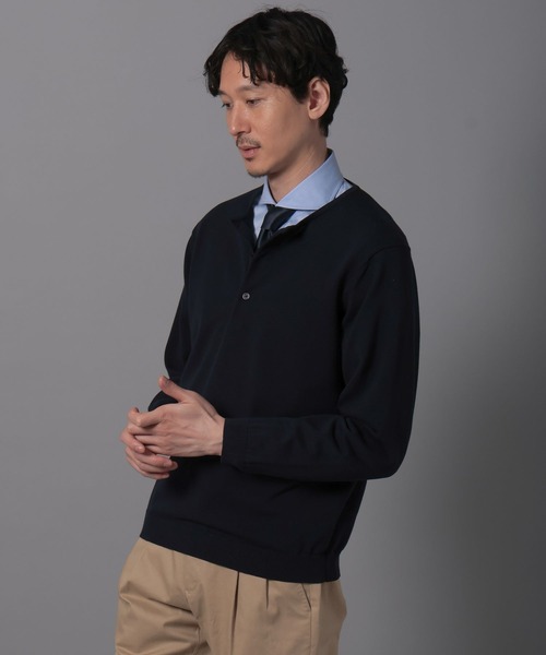 GLOBAL WORK（グローバルワーク）の「ヘンリーネックニット/Salon de GW/133424（ニット/セーター・メンズ・チャコールグレー/ネイビー・LARGE/X-LARGE/MEDIUM/SMALL）」の9枚目の写真