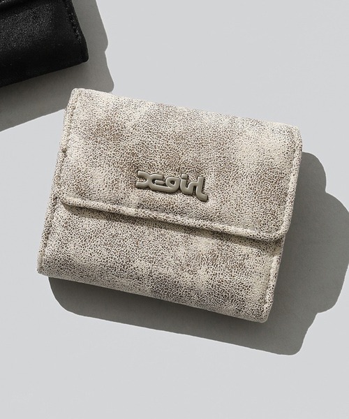 X-girl（エックスガール）の「DISTRESSED FAUX LEATHER MINI WALLET（財布・レディース・ベージュ/ブラック・ONE SIZE）」の2枚目の写真