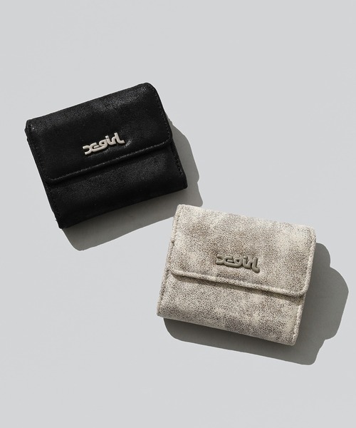 X-girl（エックスガール）の「DISTRESSED FAUX LEATHER MINI WALLET（財布・レディース・ベージュ/ブラック・ONE SIZE）」の3枚目の写真