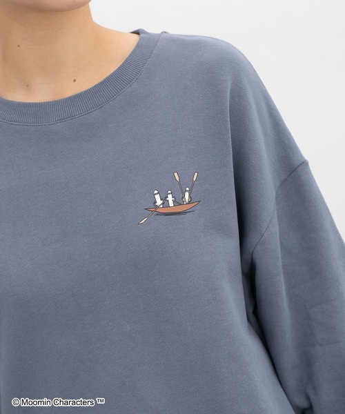 Honeys（ハニーズ）の「ムーミン／ゆるトレーナー（スウェット・レディース・ブルー/杢グレー/ブラック/ライトグリーン/オートミール・SS/S/M/L/LL）」の5枚目の写真