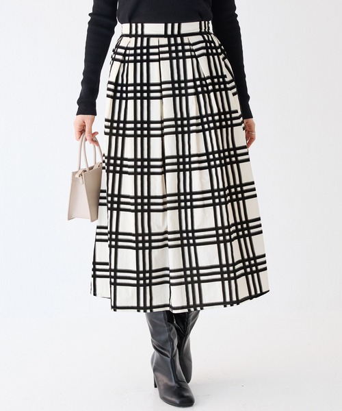 INCEDE（インシード）の「フロッキープリント ナイロンタックスカート（スカート・レディース・ブラック/ホワイト/オフホワイト・M/LL/L）」の14枚目の写真