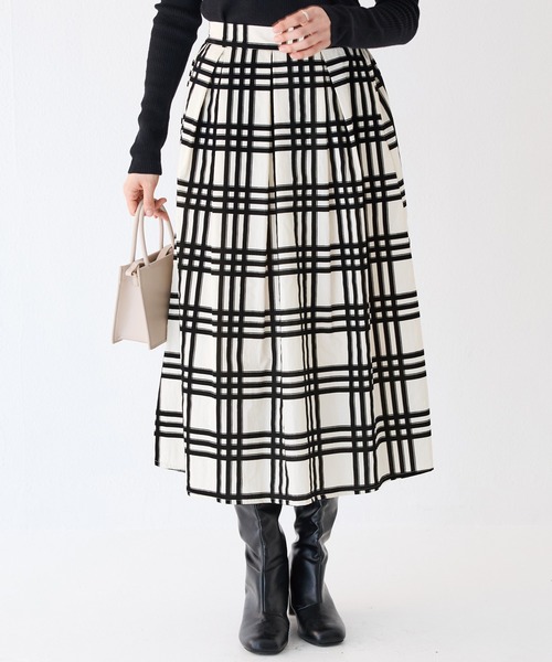 INCEDE（インシード）の「フロッキープリント ナイロンタックスカート（スカート・レディース・ブラック/ホワイト/オフホワイト・M/LL/L）」の15枚目の写真