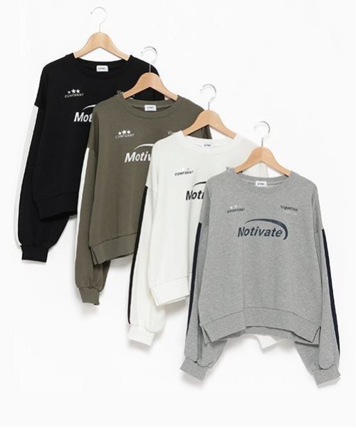 LOVETOXIC(ラブトキシック)の「【LTXC】ラインクロップドトレーナー(スウェット・キッズ・オフホワイト/カーキ/トップグレー/ブラック・L/M/S)」の7枚目の写真