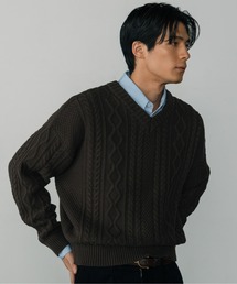 LURAKU(N)́yLURAKUzV-neck Short Length Cable Knit /  VlbNZP[ujbg(jbg/Z[^[)