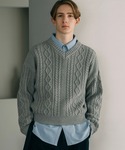 LURAKU（ルラク）の「【LURAKU】V-neck Short Length Cable Knit /  Vネック短丈ケーブルニット（ニット/セーター・LARGE）」