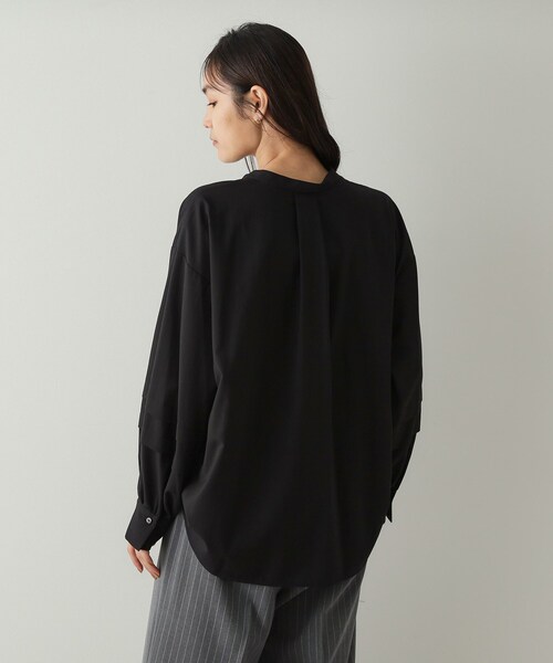 新品 Theory シャツ ブラウス ブラック スキッパー トップス セール】タックスリーブ スキッパーシャツ【洗濯機洗い可】（シャツ