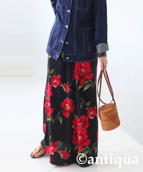 antiqua(アンティカ)の「花柄スカート(スカート・レディース・ブラック×レッド/ブラック×ベージュ・ONESIZE)」の16枚目の写真