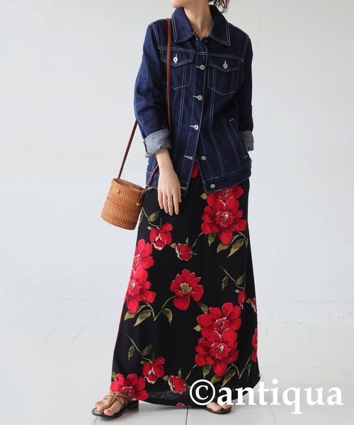 antiqua(アンティカ)の「花柄スカート(スカート・レディース・ブラック×レッド/ブラック×ベージュ・ONESIZE)」の17枚目の写真