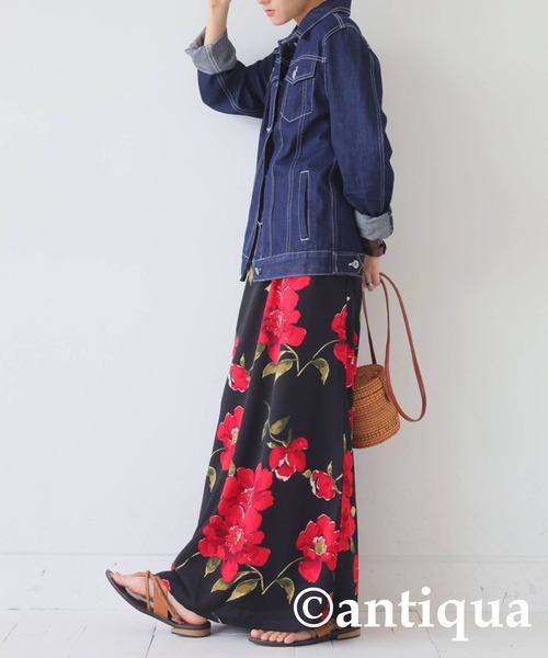 antiqua(アンティカ)の「花柄スカート(スカート・レディース・ブラック×レッド/ブラック×ベージュ・ONESIZE)」の18枚目の写真