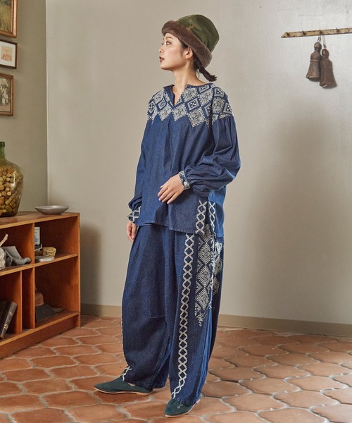 チャイハネ(チャイハネ)の「【チャイハネ】エフェデニムパンツ(デニムパンツ・レディース・ダークブルー/ライトブルー・FREE)」の11枚目の写真