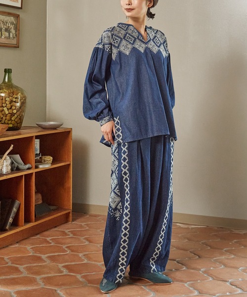 チャイハネ(チャイハネ)の「【チャイハネ】エフェデニムパンツ(デニムパンツ・レディース・ダークブルー/ライトブルー・FREE)」の12枚目の写真