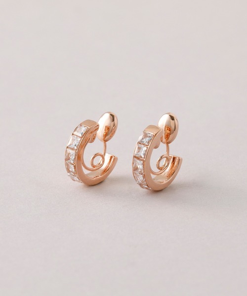 CALIN STANDARD(カリンスタンダード)の「◆金属アレルギー対応◆◆made in japan◆【痛くない】【落ちにくい】【ストレスフリーな着け心地】ビジューライン ミニループフィットイヤリング(イヤリング・レディース・ゴールド/ピンクゴールド/シルバー・FREE)」の3枚目の写真