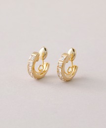 ◆金属アレルギー対応◆◆made in japan◆【痛くない】【落ちにくい】【ストレスフリーな着け心地】ビジューライン ミニループフィットイヤリング