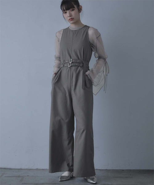 ダブルベルトアメリカンスリーブオールインワン（つなぎ/オールインワン）｜miette（ミエット）