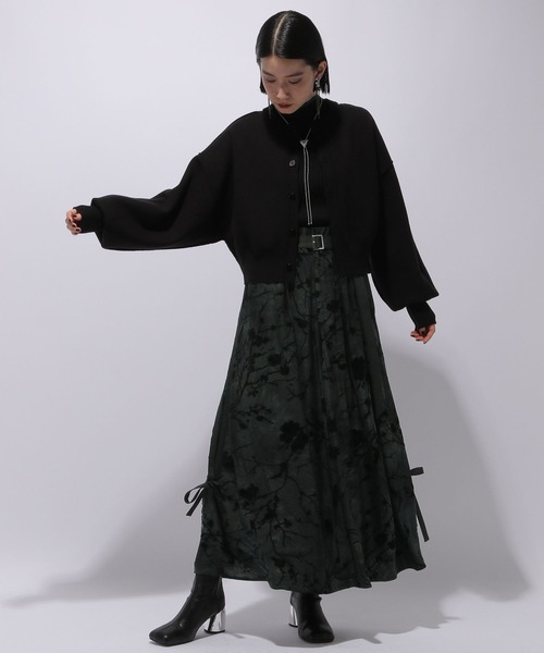 HARE（ハレ）の「フロッキーリボンラインスカート(HARE)（スカート・レディース・ブラック/カーキ・FREE）」の7枚目の写真