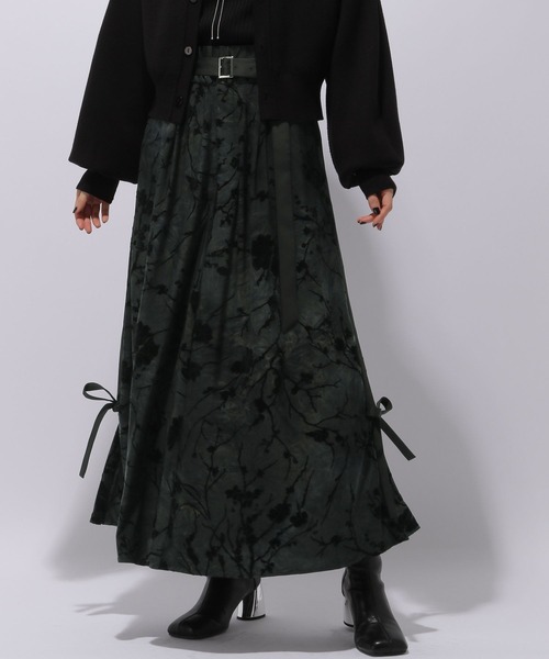 HARE（ハレ）の「フロッキーリボンラインスカート(HARE)（スカート・レディース・ブラック/カーキ・FREE）」の15枚目の写真