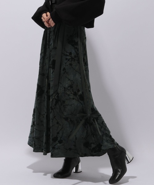 HARE（ハレ）の「フロッキーリボンラインスカート(HARE)（スカート・レディース・ブラック/カーキ・FREE）」の16枚目の写真