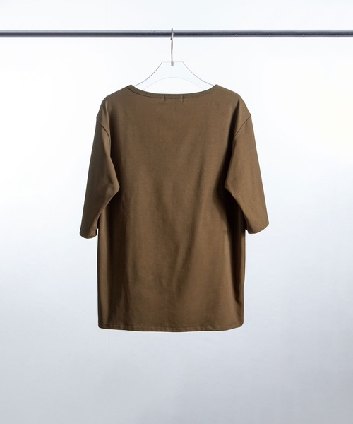 ZIP FIVE -White Line-（ジップファイブホワイトライン）の「【White Line】 スクープネック 5分カットソー（Tシャツ/カットソー・メンズ・ブラック/オフホワイト/ブラウン/モカ/チャコール・MEDIUM/LARGE）」の9枚目の写真