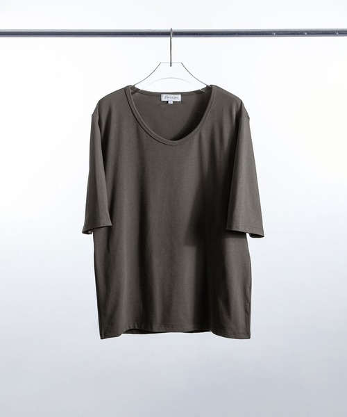 ZIP FIVE -White Line-（ジップファイブホワイトライン）の「【White Line】 スクープネック 5分カットソー（Tシャツ/カットソー・メンズ・ブラック/オフホワイト/ブラウン/モカ/チャコール・MEDIUM/LARGE）」の22枚目の写真