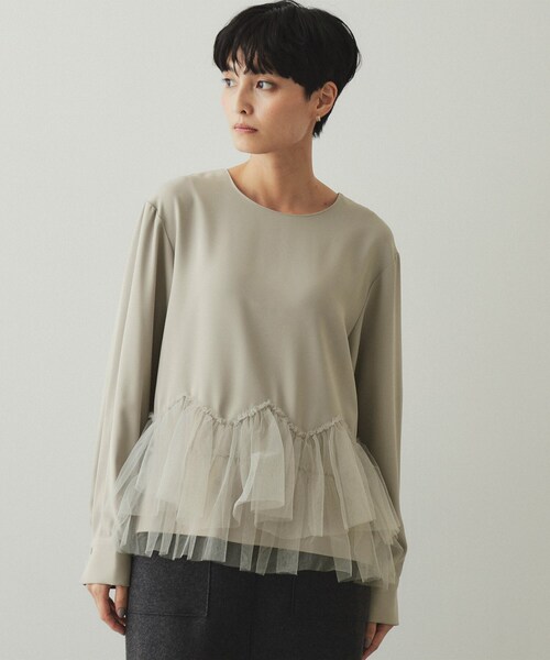 OPAQUE.CLIP（オペークドットクリップ）の「◆チュールドッキング ペプラムブラウス【洗濯機洗い可】（シャツ/ブラウス・レディース・ブラック/ナチュラル/ブルー・38/40/42）」の16枚目の写真