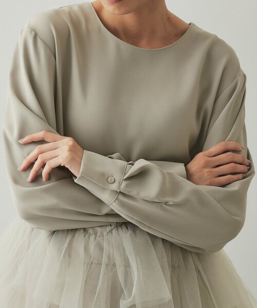 OPAQUE.CLIP（オペークドットクリップ）の「◆チュールドッキング ペプラムブラウス【洗濯機洗い可】（シャツ/ブラウス・レディース・ブラック/ナチュラル/ブルー・38/40/42）」の21枚目の写真