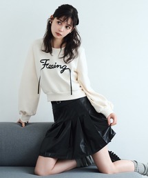 フェイクレザータックプリーツミニスカート