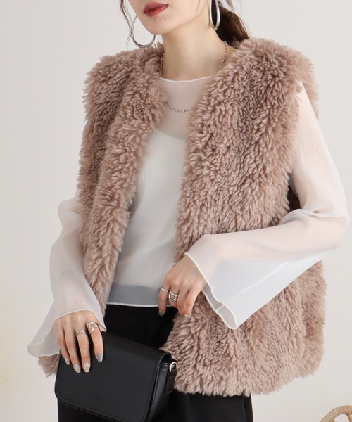 【セール】くるくるシープボアファーベスト（ベスト）｜atONE（アットワン）