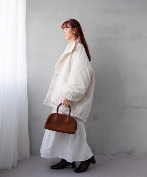 flower（フラワー）の「ユースフルナイロンコート（ナイロンジャケット・レディース・ライトカーキ/アイボリー・FREE）」の7枚目の写真