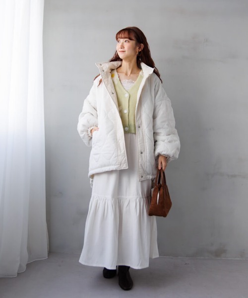 flower（フラワー）の「ユースフルナイロンコート（ナイロンジャケット・レディース・ライトカーキ/アイボリー・FREE）」の9枚目の写真
