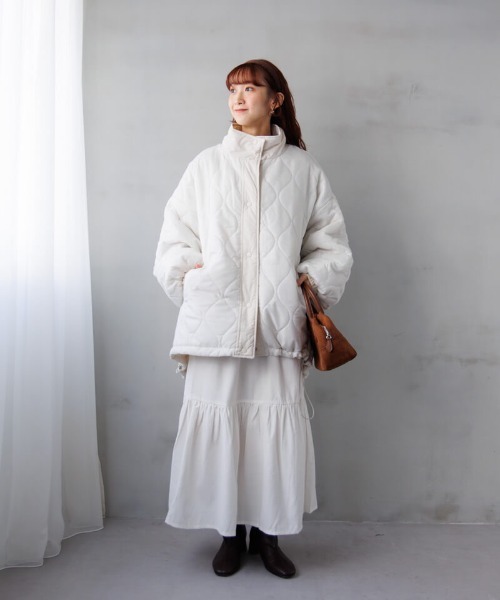 flower（フラワー）の「ユースフルナイロンコート（ナイロンジャケット・レディース・ライトカーキ/アイボリー・FREE）」の10枚目の写真