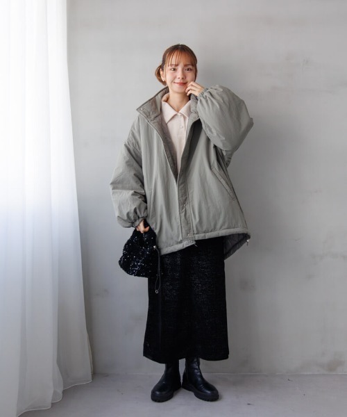 flower（フラワー）の「ユースフルナイロンコート（ナイロンジャケット・レディース・ライトカーキ/アイボリー・FREE）」の13枚目の写真