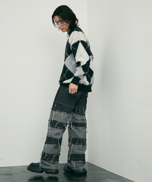 Shoowtime(ショウタイム)の「Mohair like jacquard argyle knit sweater / モヘアライクジャガードアーガイルニットセーター(ニット/セーター・メンズ・ブラック/ライトグリーン・LARGE/X-LARGE/MEDIUM)」の13枚目の写真