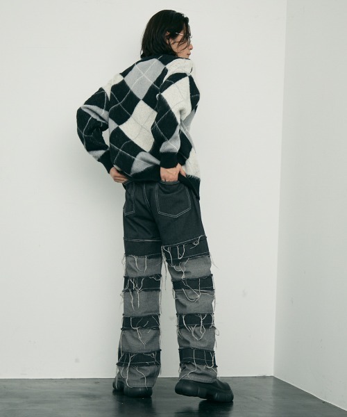 Shoowtime(ショウタイム)の「Mohair like jacquard argyle knit sweater / モヘアライクジャガードアーガイルニットセーター(ニット/セーター・メンズ・ブラック/ライトグリーン・LARGE/X-LARGE/MEDIUM)」の16枚目の写真