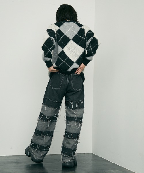 Shoowtime(ショウタイム)の「Mohair like jacquard argyle knit sweater / モヘアライクジャガードアーガイルニットセーター(ニット/セーター・メンズ・ブラック/ライトグリーン・LARGE/X-LARGE/MEDIUM)」の17枚目の写真