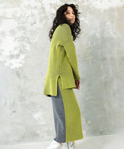 OSMOSIS（オズモーシス）の「畦ストライプニットスカート（スカート・レディース・ライトグレー/ダークグレー/ブラック・ONE SIZE）」の9枚目の写真