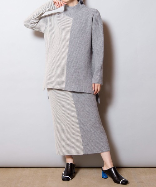 OSMOSIS（オズモーシス）の「畦ストライプニットスカート（スカート・レディース・ライトグレー/ダークグレー/ブラック・ONE SIZE）」の10枚目の写真