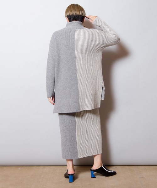 OSMOSIS（オズモーシス）の「畦ストライプニットスカート（スカート・レディース・ライトグレー/ダークグレー/ブラック・ONE SIZE）」の12枚目の写真