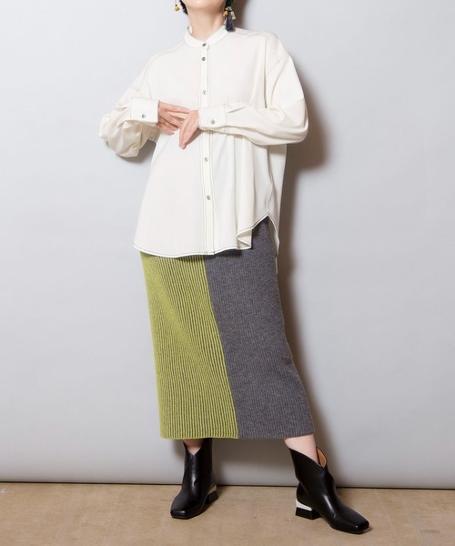 OSMOSIS（オズモーシス）の「畦ストライプニットスカート（スカート・レディース・ライトグレー/ダークグレー/ブラック・ONE SIZE）」の18枚目の写真