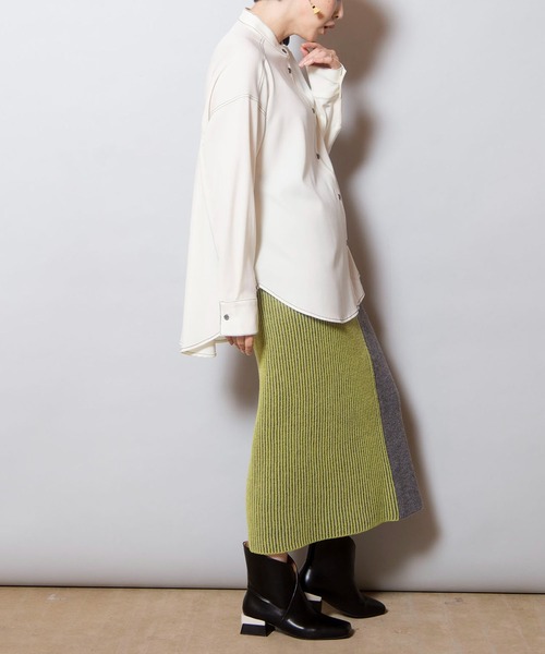 OSMOSIS（オズモーシス）の「畦ストライプニットスカート（スカート・レディース・ライトグレー/ダークグレー/ブラック・ONE SIZE）」の21枚目の写真