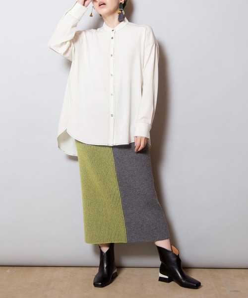 OSMOSIS（オズモーシス）の「畦ストライプニットスカート（スカート・レディース・ライトグレー/ダークグレー/ブラック・ONE SIZE）」の22枚目の写真