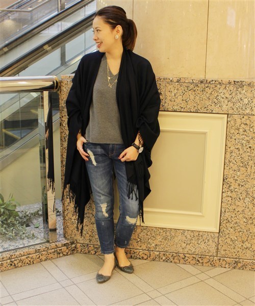 ivory court（アイボリーコート）の「ポンチョ◆（ストール/ショール・レディース・チャコールグレー/ネイビー・FREE）」の16枚目の写真