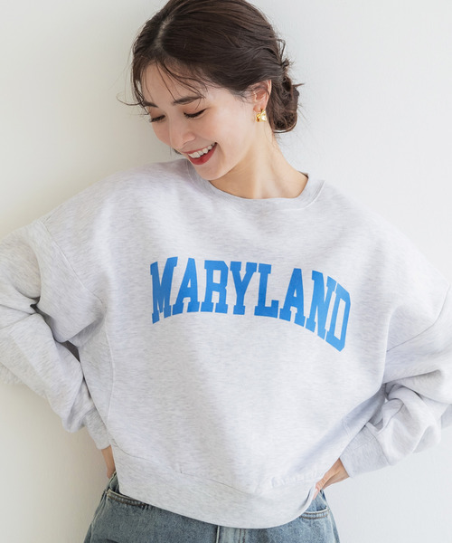 coca(coca)(コカ)の「ポリエステルコットン裏起毛フロッキークロップドスウェット(スウェット・レディース・グレー/アイボリー/オートミール/チャコール・M/L)」の4枚目の写真