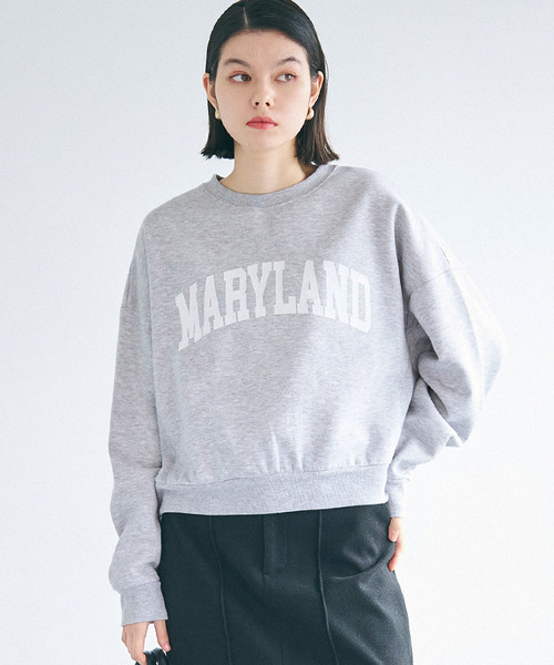 coca(coca)(コカ)の「ポリエステルコットン裏起毛フロッキークロップドスウェット(スウェット・レディース・グレー/アイボリー/オートミール/チャコール・M/L)」の1枚目の写真