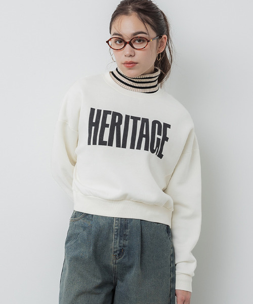 coca(coca)(コカ)の「ポリエステルコットン裏起毛フロッキークロップドスウェット(スウェット・レディース・グレー/アイボリー/オートミール/チャコール・M/L)」の3枚目の写真