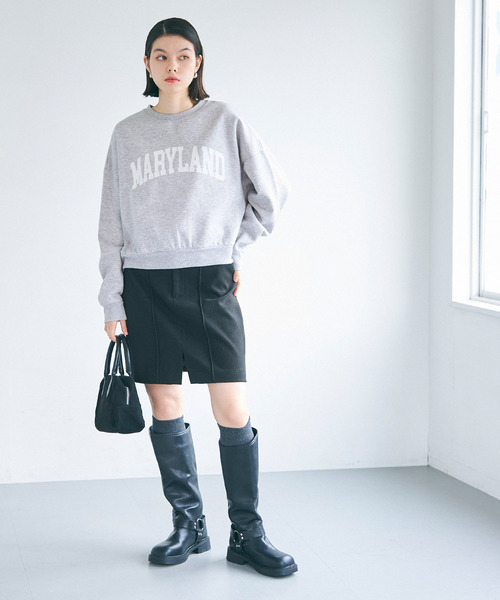 coca(coca)(コカ)の「ポリエステルコットン裏起毛フロッキークロップドスウェット(スウェット・レディース・グレー/アイボリー/オートミール/チャコール・M/L)」の8枚目の写真