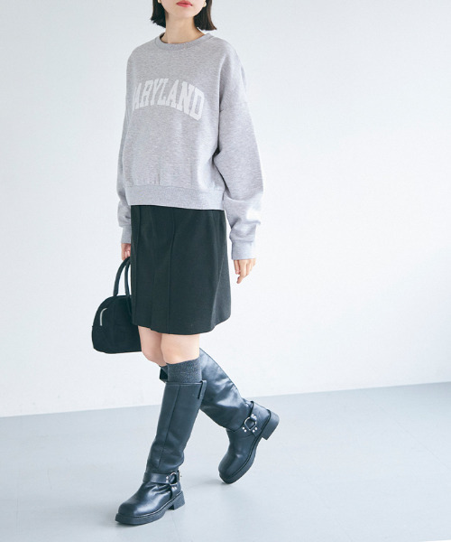 coca(coca)(コカ)の「ポリエステルコットン裏起毛フロッキークロップドスウェット(スウェット・レディース・グレー/アイボリー/オートミール/チャコール・M/L)」の10枚目の写真