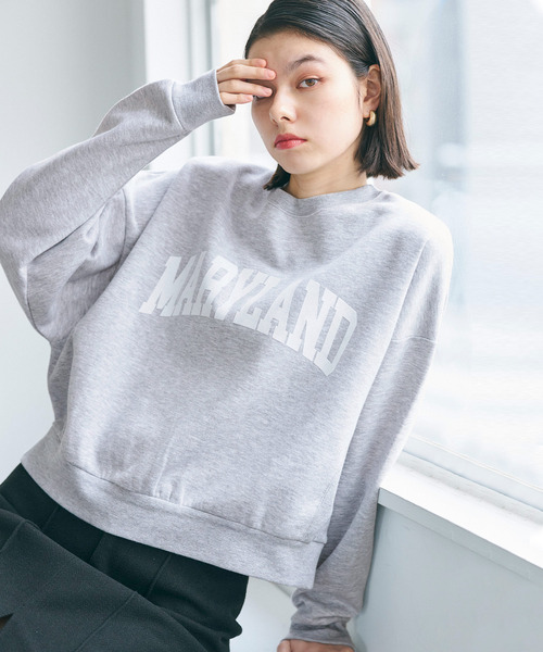 coca(coca)(コカ)の「ポリエステルコットン裏起毛フロッキークロップドスウェット(スウェット・レディース・グレー/アイボリー/オートミール/チャコール・M/L)」の5枚目の写真