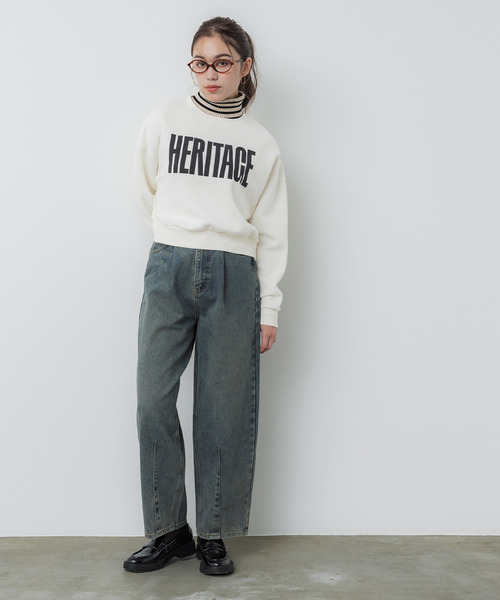 coca(coca)(コカ)の「ポリエステルコットン裏起毛フロッキークロップドスウェット(スウェット・レディース・グレー/アイボリー/オートミール/チャコール・M/L)」の6枚目の写真